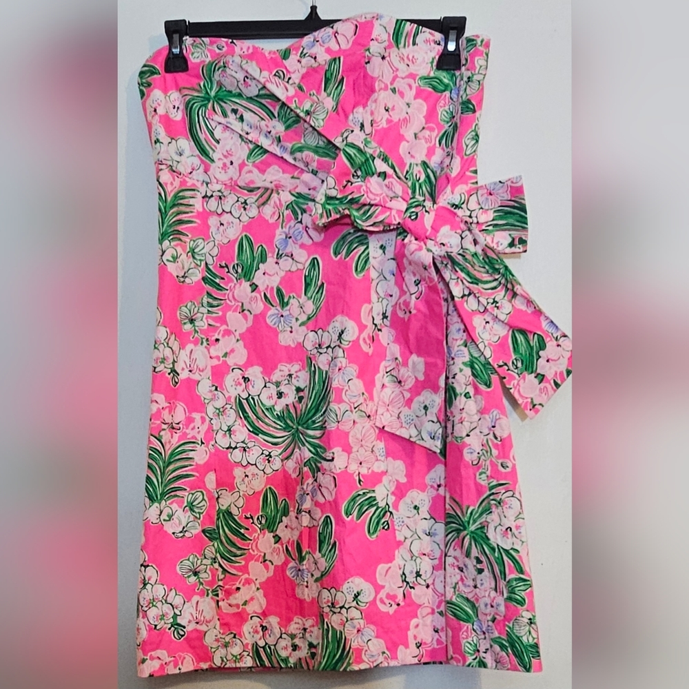 Lilly Pulitzer NWT Stela Strapless Stretch Bow Dress Roxie Pink Worth A Look - Picture 8 of 9